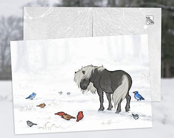 Postal de poni de nieve - Mini impresión artística