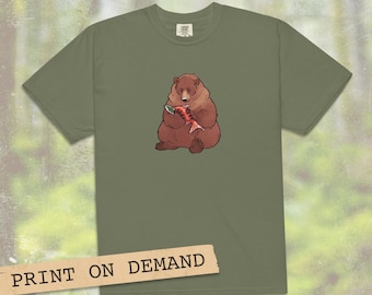 Brown Bear with Salmon / PRINT ON DEMAND t-shirt