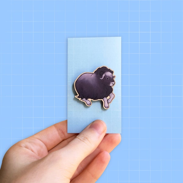 Muskox Wooden Pin