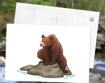 Postal de oso pardo - Mini impresión artística