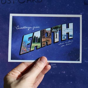 Saudações da Terra Cartão Postal - Mini Impressão Artística
