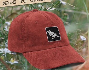 Sombrero con icono de pájaro - Gorra de pana estilo vintage