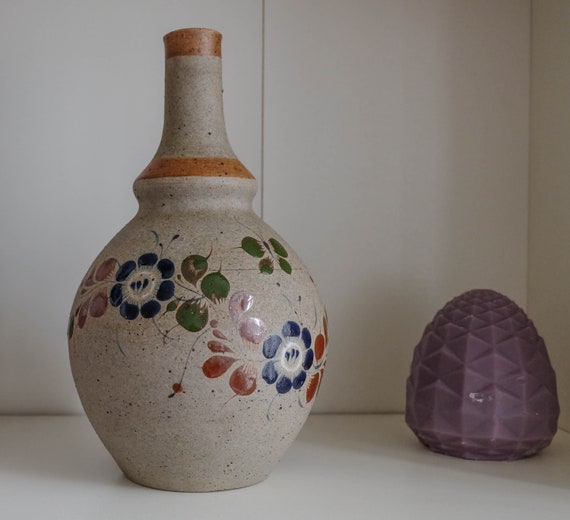 Ceramic Vase Mexican Pottery Vase Hand Painted Floral Folk Etsy