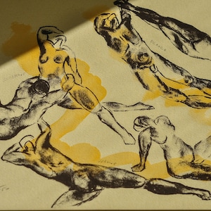 Lithografie, von einem italienischen Künstler Futunno, hergestellt in Italien, vintage, Litographie, Kunst, Körper, Minimalismus, Dekoration, Bild