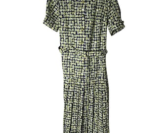 Vintage dress, Women's dress, Retro dress, Retro style, Green dress, Damart dress, Made in France