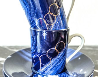 Yves Deshoulières, Made in France, Porcelain, coffee cups, service, galaxy, star, espresso cups, Gift ideas, minimalist