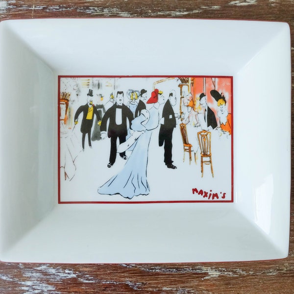 Plate, Maxim's Paris, céramique, assiette rectangulaire en céramique, vintage, art nouveau, gift ideas