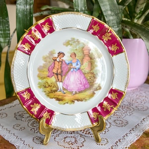 Talerz porcelanowy Limoges, porcelana, sztuka, Francja Fragonard, wystrój talerza, prezent, pomysły na prezenty, romantyczna scena, dla niej