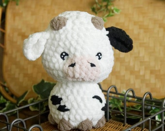 Crochet Cow Plushie: Black and White Farm Animal Toy