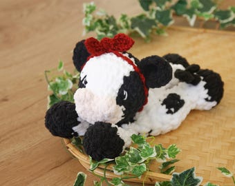 Crochet Black and White Cow Lovey: Handmade farm animal gift