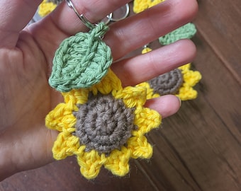 Crochet Sunflower Keychain, Teacher Gift, Sunflower Bookmark Set