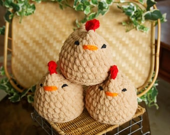 Gray Chicken plushie, kids birthday gift, farmhouse chicken décor