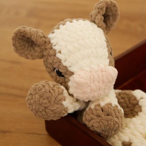 Cow Lovey | Crochet toy cow | Farm animal gift | Farm themed baby shower gift | gift for kids