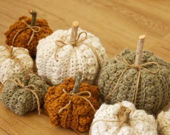 Crochet pumpkin home décor, fall textured pumpkins