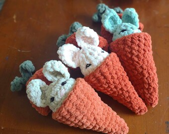 crochet hatching carrot with a bunny | bunny plushie | Eater gift |