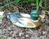 Wooden Duck Mallard Decoy Hand Carved and Painted Solid Wood