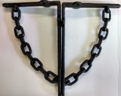 Set of 2 CHAIN LINK Shelf Brackets 5 x 8 Cast Iron Rustic Industrial Steampunk