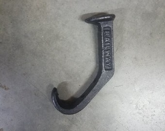 Cast Iron Antique Style RAILROAD SPIKE Coat Hooks Hat Hook Rack Towel Garden RR