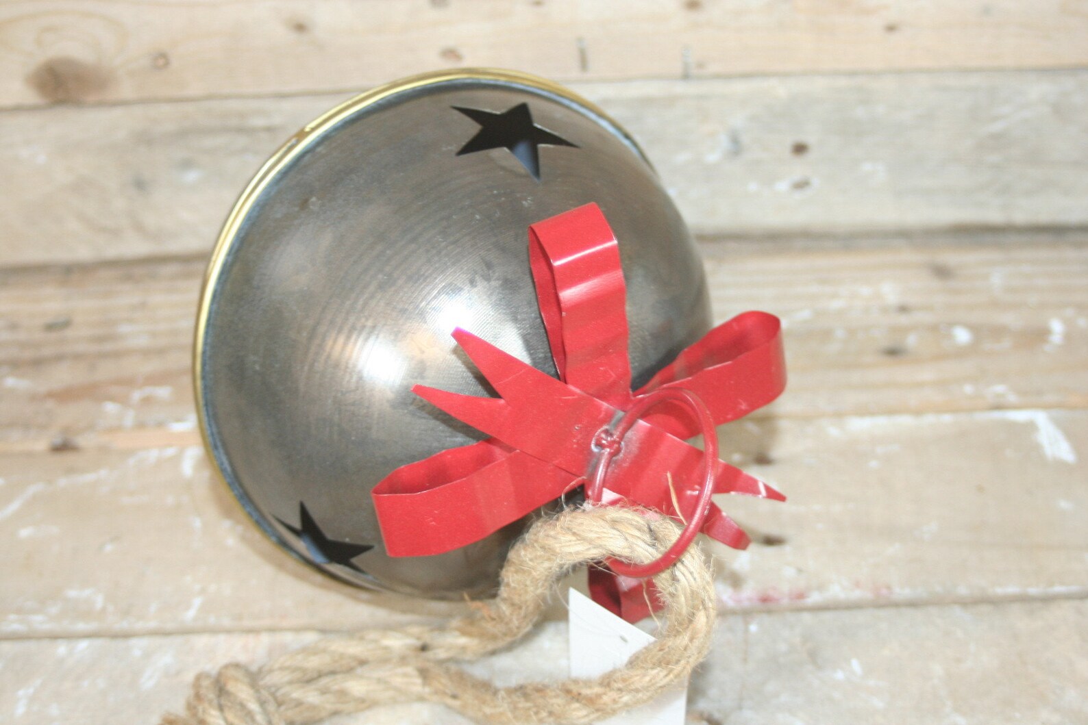 Giant Christmas Jingle Bell Metal Tin Rustic Distressed Etsy