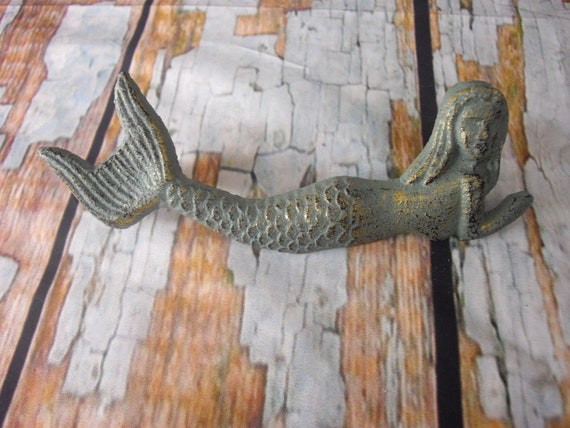 Large Mermaid Drawer Pulls Antique Style Cast Iron Etsy