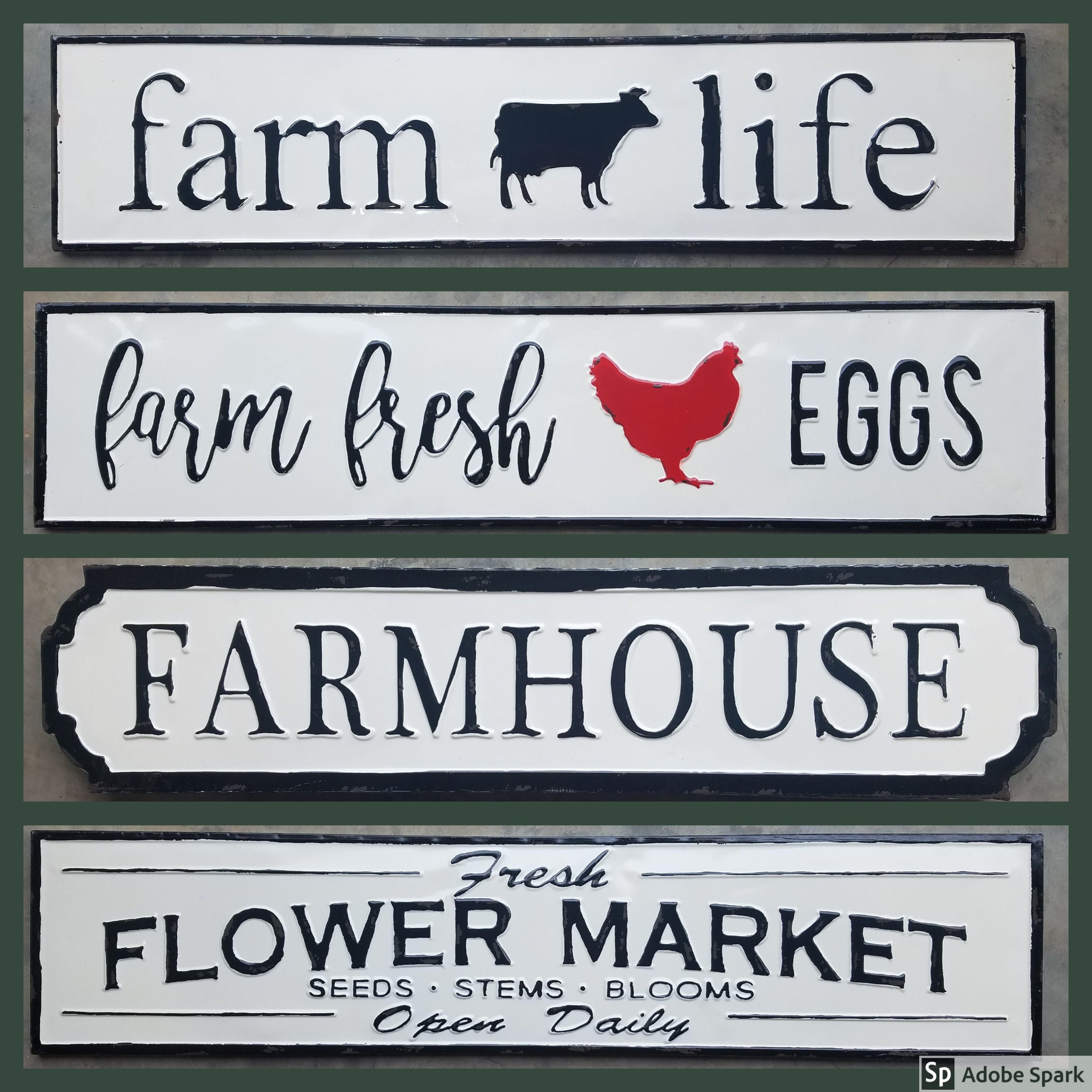 Assorted Metal Enamel Embossed Signs 8 x 36 Etsy
