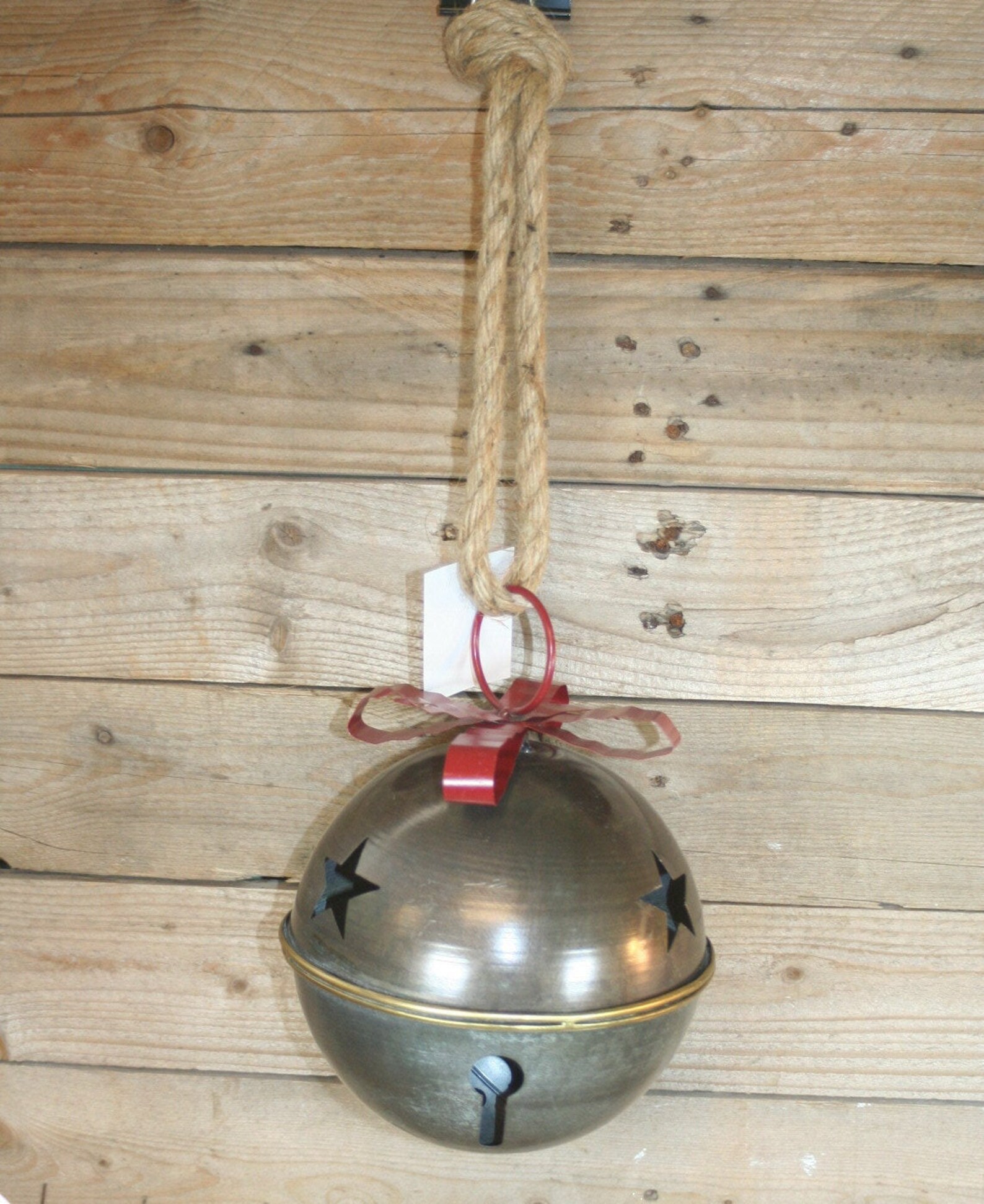 Giant Christmas Jingle Bell Metal Tin Rustic Distressed Etsy