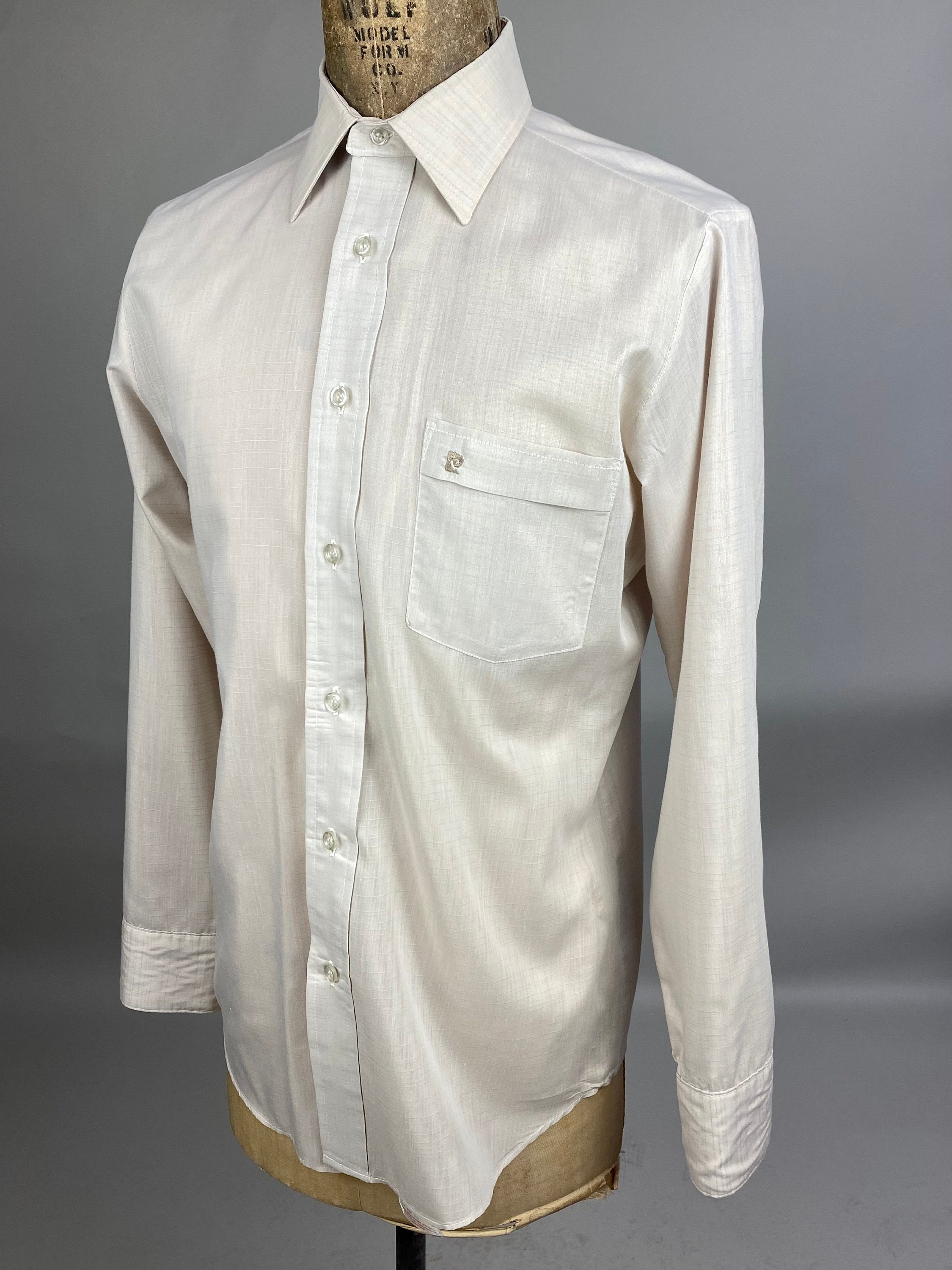Vintage 1980s 1990s Pierre Cardin Boutique Cream Dress Shirt 80s