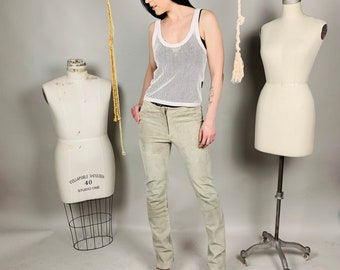 HELMUT LANG Womens 1990’s Designer Suede  Jean Low Rise  Hip Hugger Pants, High End