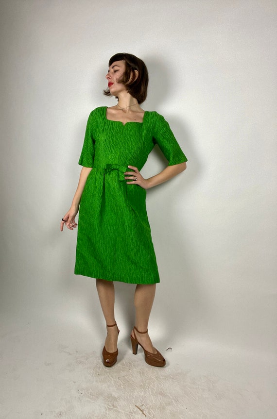Vintage Early 1960s Kelly Green Evening Dress | B… - image 4