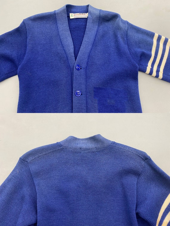 1940s/1950s Blue Letterman Cardigan | Men's Size … - image 8