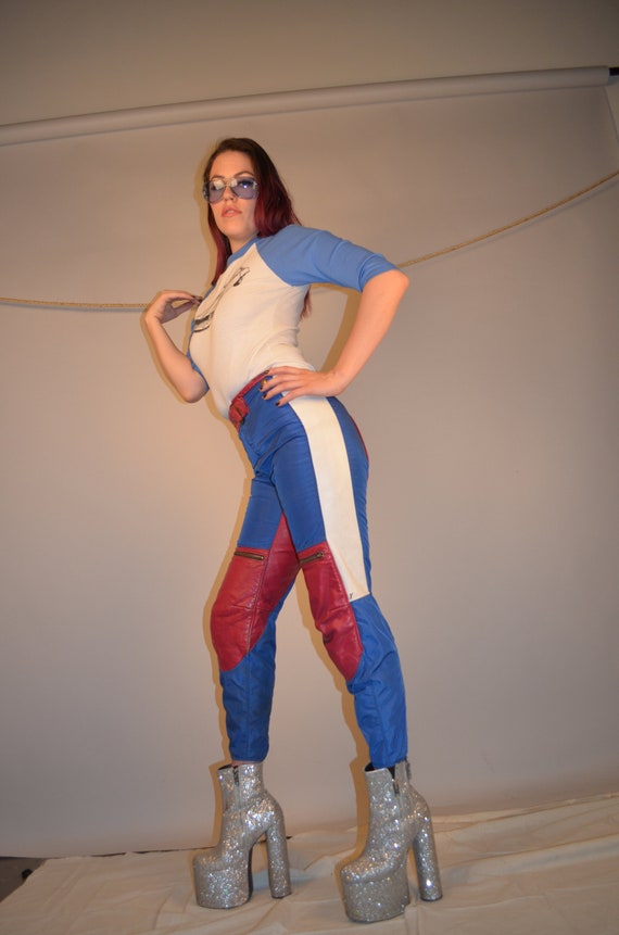 70's BILL WALTERS LEATHERS Red Hot Moto Mama Pants