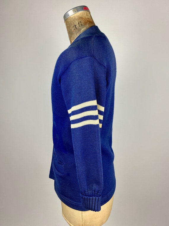 1940s/1950s Blue Letterman Cardigan | Men's Size … - image 3