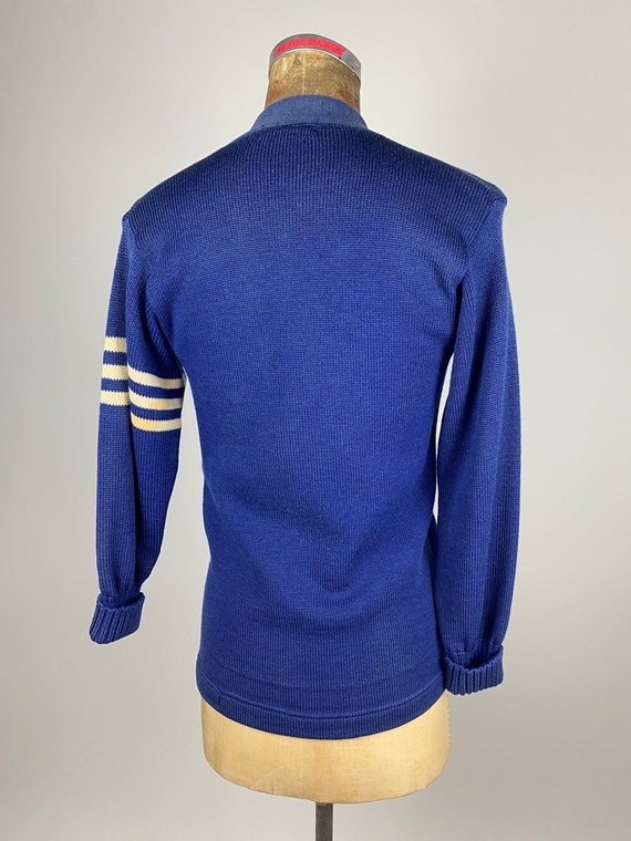 1940s/1950s Blue Letterman Cardigan | Men's Size … - image 4