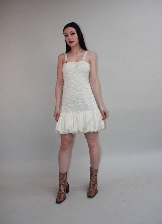 1980s Knit Drop Waist Suspender Dress Size S