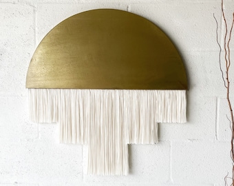 Cleo,Fiber art,wall art,half moon mirror ,wall hanging,modern art, contemporary art, half circle tapestry,mid century modern,yarn art