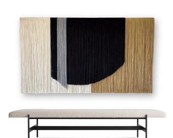 LARGE WALL HANGING/tapestry/color blocked art/abstract art/fiber art/wall art/macrame/dip dye/home decor/contemporary art/textile art/string