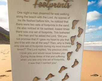 Beautifully crafted Footprints plaque