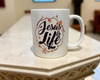Jesus Is Life Mug, Christian Scripture Gift