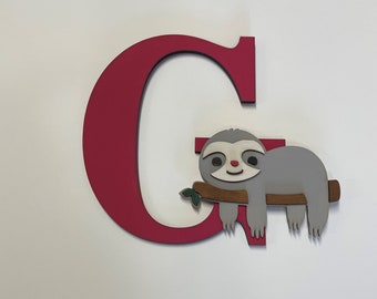Children's Personalised Door Sign - Hanging - Laser Engraved Lettering - Animal
