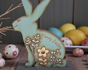 Spring home decor, Easter Wooden Bunny Plaque