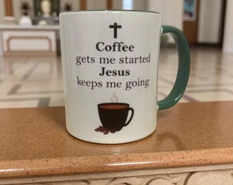 Christian Coffee Mug, Jesus Keeps Me Going, Bible Verse Mug
