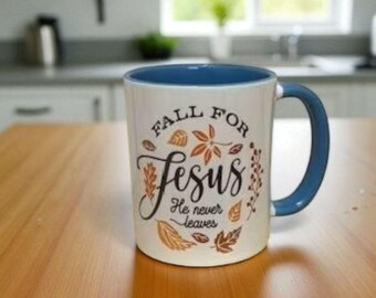 Fall For Jesus Mug, Autumn Christian Gift, Religious Cup