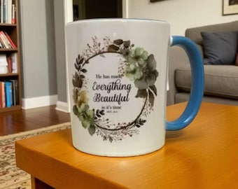 Floral Bible Verse Coffee Mug, Christian Gift