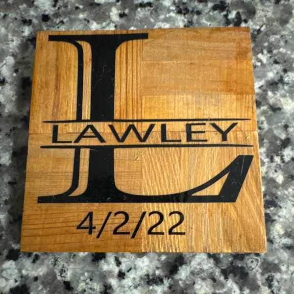 Monogramed wooden  coasters!  Personalized Wedding  Set, Anniversary Coasters, Memorabilia Coaster, Wooden Coaster, Couples Coasters!