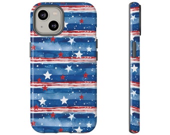 4 juli Stars & Stripes Stoer dubbellaags schokbestendig hoesje voor iPhone 15 14 13 12 11 X XR XS 8 Pro Plus Max