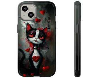 Goth Cat Gothic Kitten Stoer dubbellaags schokbestendig hoesje voor iPhone 15 14 13 12 11 X XR XS 8 Pro Plus Max