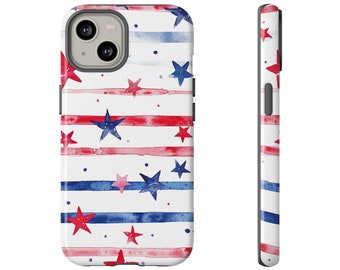 4 juli Stars & Stripes Stoer dubbellaags schokbestendig hoesje voor iPhone 15 14 13 12 11 X XR XS 8 Pro Plus Max