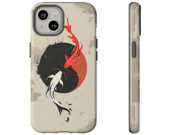 Yin & Yang Koi Karper Stoere Dual Layer Schokbestendige Case voor iPhone 15 14 13 12 11 X XR XS 8 Pro Plus Max