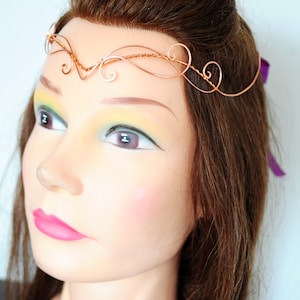 Celtic handmade tiara, copper color, perfect for symbolic weddings or elven-themed cosplay, unique piece image 4