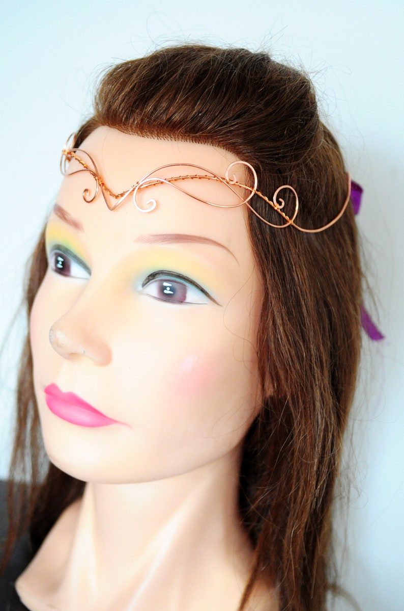 Celtic handmade tiara, copper color, perfect for symbolic weddings or elven-themed cosplay, unique piece image 4